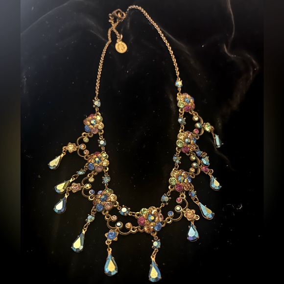 Vintage Michael Negrin necklace, brass and Aurora borealis, pristine condition. - Picture 4 of 9